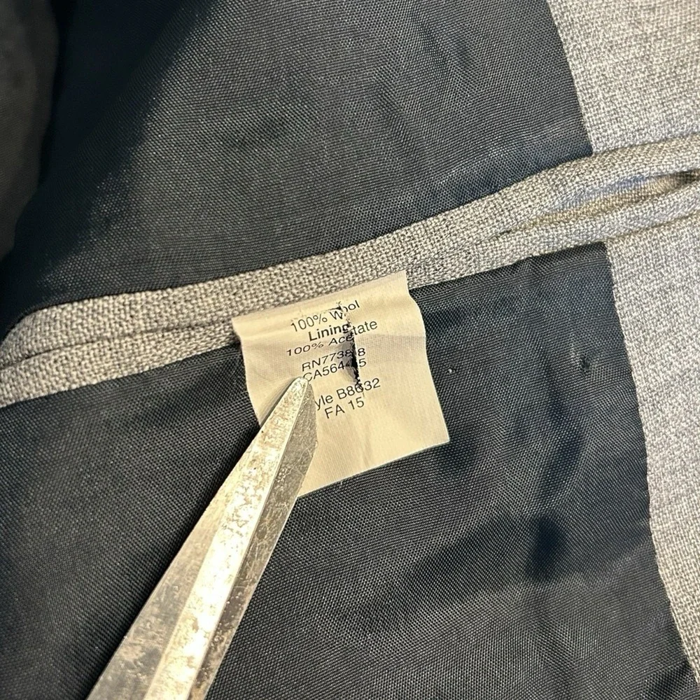 Men's J.Crew Voyager Thompson Blazer‎ 40L Gray 100% Wool Sport Coat Jacket